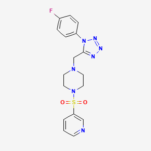 molecular formula C17H18FN7O2S B2749774 1-((1-(4-fluorophenyl)-1H-tetrazol-5-yl)methyl)-4-(pyridin-3-ylsulfonyl)piperazine CAS No. 1040680-30-5