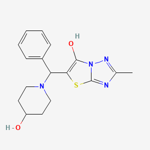 molecular formula C17H20N4O2S B2749780 5-((4-Hydroxypiperidin-1-yl)(phenyl)methyl)-2-methylthiazolo[3,2-b][1,2,4]triazol-6-ol CAS No. 851808-97-4