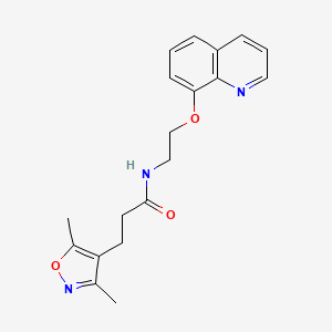 molecular formula C19H21N3O3 B2749781 3-(3,5-dimethylisoxazol-4-yl)-N-(2-(quinolin-8-yloxy)ethyl)propanamide CAS No. 1207011-48-0