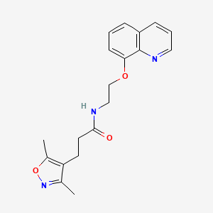 molecular formula C19H21N3O3 B2749781 3-(3,5-二甲基异噁唑-4-基)-N-(2-(喹啉-8-基氧基)乙基)丙酰胺 CAS No. 1207011-48-0