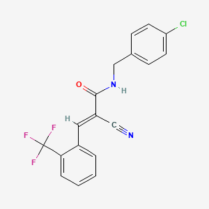 molecular formula C18H12ClF3N2O B2749782 (E)-N-[(4-chlorophenyl)methyl]-2-cyano-3-[2-(trifluoromethyl)phenyl]prop-2-enamide CAS No. 477974-03-1