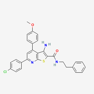 molecular formula C29H24ClN3O2S B2749785 3-amino-6-(4-chlorophenyl)-4-(4-methoxyphenyl)-N-phenethylthieno[2,3-b]pyridine-2-carboxamide CAS No. 670271-22-4
