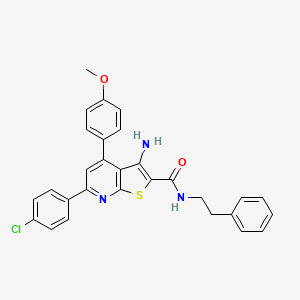 molecular formula C29H24ClN3O2S B2749785 3-氨基-6-(4-氯苯基)-4-(4-甲氧基苯基)-N-苯乙基噻吩[2,3-b]吡啶-2-甲酰胺 CAS No. 670271-22-4