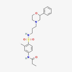 molecular formula C23H31N3O4S B2749786 N-(3-methyl-4-(N-(3-(2-phenylmorpholino)propyl)sulfamoyl)phenyl)propionamide CAS No. 954000-71-6