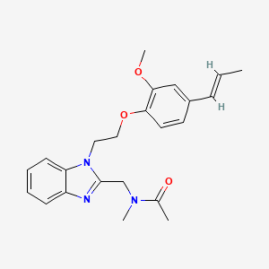 molecular formula C23H27N3O3 B2749789 (E)-N-((1-(2-(2-甲氧基-4-(丙-1-烯-1-基)苯氧基)乙基)-1H-苯并[d]咪唑-2-基)甲基)-N-甲基乙酰胺 CAS No. 931724-66-2