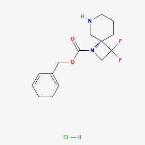 molecular formula C15H19ClF2N2O2 B2749793 Benzyl 3,3-difluoro-1,6-diazaspiro[3.5]nonane-1-carboxylate hydrochloride CAS No. 1263774-26-0