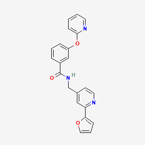 molecular formula C22H17N3O3 B2749794 N-((2-(furan-2-yl)pyridin-4-yl)methyl)-3-(pyridin-2-yloxy)benzamide CAS No. 2034439-52-4