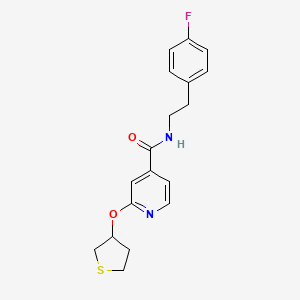 molecular formula C18H19FN2O2S B2749800 N-(4-fluorophenethyl)-2-((tetrahydrothiophen-3-yl)oxy)isonicotinamide CAS No. 2034389-06-3