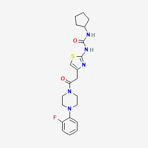 molecular formula C21H26FN5O2S B2749801 1-Cyclopentyl-3-(4-(2-(4-(2-fluorophenyl)piperazin-1-yl)-2-oxoethyl)thiazol-2-yl)urea CAS No. 921875-80-1