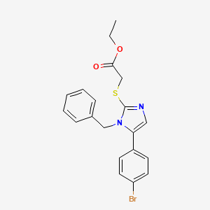 ethyl 2-((1-benzyl-5-(4-bromophenyl)-1H-imidazol-2-yl)thio)acetate