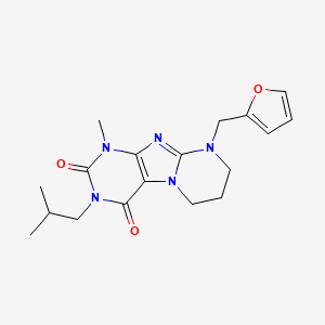 molecular formula C18H23N5O3 B2749812 9-(furan-2-ylmethyl)-1-methyl-3-(2-methylpropyl)-7,8-dihydro-6H-purino[7,8-a]pyrimidine-2,4-dione CAS No. 876150-99-1