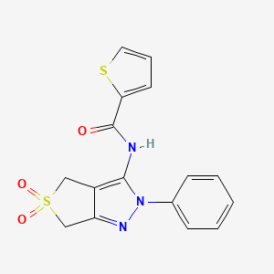 molecular formula C16H13N3O3S2 B2749814 N-(5,5-dioxido-2-phenyl-4,6-dihydro-2H-thieno[3,4-c]pyrazol-3-yl)thiophene-2-carboxamide CAS No. 681265-44-1