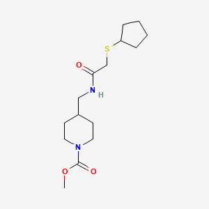 molecular formula C15H26N2O3S B2749820 Methyl 4-((2-(cyclopentylthio)acetamido)methyl)piperidine-1-carboxylate CAS No. 1448077-16-4