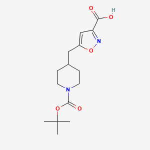 molecular formula C15H22N2O5 B2749823 5-((1-(tert-Butoxycarbonyl)piperidin-4-yl)methyl)isoxazole-3-carboxylic acid CAS No. 2219380-25-1