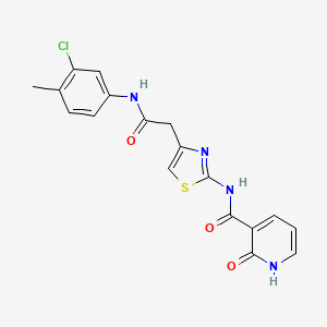 molecular formula C18H15ClN4O3S B2749831 N-(4-(2-((3-chloro-4-methylphenyl)amino)-2-oxoethyl)thiazol-2-yl)-2-oxo-1,2-dihydropyridine-3-carboxamide CAS No. 946336-34-1