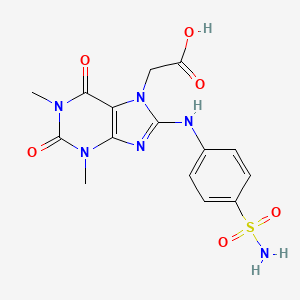 molecular formula C15H16N6O6S B2749838 2-(1,3-dimethyl-2,6-dioxo-8-((4-sulfamoylphenyl)amino)-2,3-dihydro-1H-purin-7(6H)-yl)acetic acid CAS No. 1021066-81-8