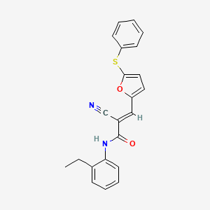 molecular formula C22H18N2O2S B2749848 (E)-2-Cyano-N-(2-ethyl-phenyl)-3-(5-phenylsulfanyl-furan-2-yl)-acrylamide CAS No. 1164490-72-5