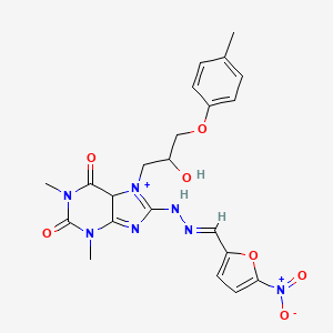 molecular formula C22H23N7O7 B2749853 7-[2-hydroxy-3-(4-methylphenoxy)propyl]-1,3-dimethyl-8-[(E)-2-[(5-nitrofuran-2-yl)methylidene]hydrazin-1-yl]-2,3,6,7-tetrahydro-1H-purine-2,6-dione CAS No. 941965-89-5