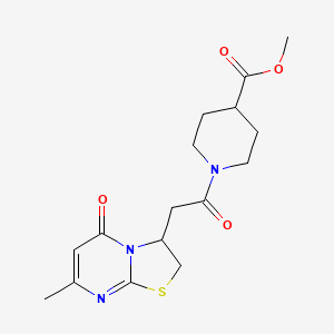 molecular formula C16H21N3O4S B2749858 methyl 1-(2-(7-methyl-5-oxo-3,5-dihydro-2H-thiazolo[3,2-a]pyrimidin-3-yl)acetyl)piperidine-4-carboxylate CAS No. 953261-09-1