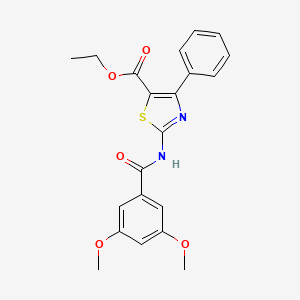 molecular formula C21H20N2O5S B2749860 Ethyl 2-[(3,5-dimethoxybenzoyl)amino]-4-phenyl-1,3-thiazole-5-carboxylate CAS No. 313683-67-9