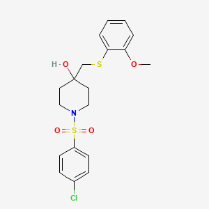 1-(4-Chlorophenyl)sulfonyl-4-[(2-methoxyphenyl)sulfanylmethyl]piperidin-4-ol