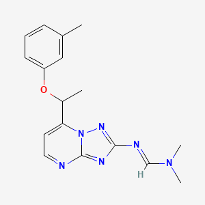 molecular formula C17H20N6O B2749876 N,N-dimethyl-N'-{7-[1-(3-methylphenoxy)ethyl][1,2,4]triazolo[1,5-a]pyrimidin-2-yl}iminoformamide CAS No. 477865-39-7