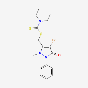 (4-bromo-2-methyl-5-oxo-1-phenyl-2,5-dihydro-1H-pyrazol-3-yl)methyl N,N-diethylcarbamodithioate