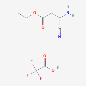molecular formula C8H11F3N2O4 B2749890 Ethyl 3-amino-3-cyanopropanoate;2,2,2-trifluoroacetic acid CAS No. 2137833-08-8