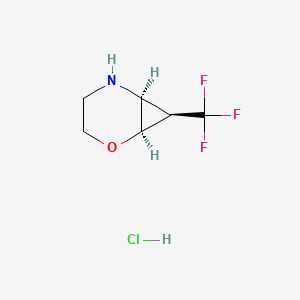 molecular formula C6H9ClF3NO B2749894 (1R,6S,7R)-7-(Trifluoromethyl)-2-oxa-5-azabicyclo[4.1.0]heptane;hydrochloride CAS No. 2375248-56-7