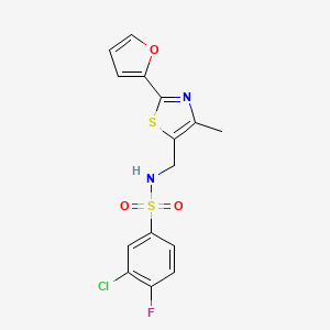 3-chloro-4-fluoro-N-((2-(furan-2-yl)-4-methylthiazol-5-yl)methyl)benzenesulfonamide