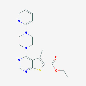 molecular formula C19H21N5O2S B274991 Ethyl 5-methyl-4-(4-pyridin-2-ylpiperazin-1-yl)thieno[2,3-d]pyrimidine-6-carboxylate 