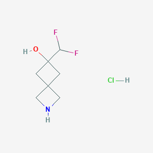 molecular formula C7H12ClF2NO B2749910 6-(Difluoromethyl)-2-azaspiro[3.3]heptan-6-ol hydrochloride CAS No. 2250242-34-1