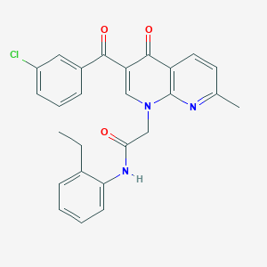 2-(3-(3-chlorobenzoyl)-7-methyl-4-oxo-1,8-naphthyridin-1(4H)-yl)-N-(2-ethylphenyl)acetamide