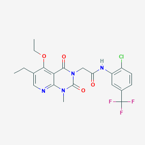molecular formula C21H20ClF3N4O4 B2749917 N-(2-chloro-5-(trifluoromethyl)phenyl)-2-(5-ethoxy-6-ethyl-1-methyl-2,4-dioxo-1,2-dihydropyrido[2,3-d]pyrimidin-3(4H)-yl)acetamide CAS No. 1005304-00-6