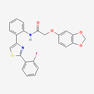 2-(benzo[d][1,3]dioxol-5-yloxy)-N-(2-(2-(2-fluorophenyl)thiazol-4-yl)phenyl)acetamide