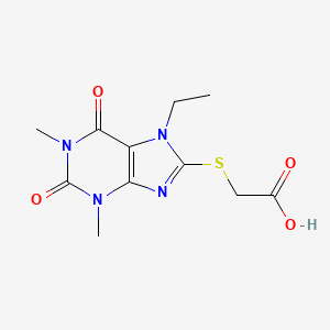 molecular formula C11H14N4O4S B2749932 2-((7-ethyl-1,3-dimethyl-2,6-dioxo-2,3,6,7-tetrahydro-1H-purin-8-yl)thio)acetic acid CAS No. 781655-98-9