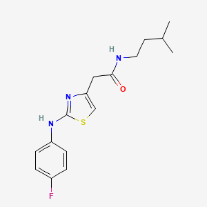 molecular formula C16H20FN3OS B2749934 2-(2-((4-氟苯基)氨基)噻唑-4-基)-N-异戊基乙酰胺 CAS No. 1203044-55-6