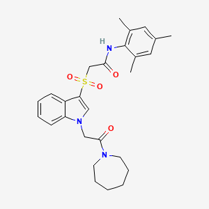 2-((1-(2-(azepan-1-yl)-2-oxoethyl)-1H-indol-3-yl)sulfonyl)-N-mesitylacetamide