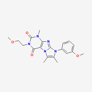 molecular formula C20H23N5O4 B2749948 3-(2-甲氧基乙基)-8-(3-甲氧基苯基)-1,6,7-三甲基-1H-咪唑并[2,1-f]嘧啶-2,4(3H,8H)-二酮 CAS No. 896803-30-8