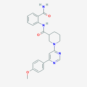 molecular formula C24H25N5O3 B2749950 N-(2-carbamoylphenyl)-1-(6-(4-methoxyphenyl)pyrimidin-4-yl)piperidine-3-carboxamide CAS No. 1396846-66-4