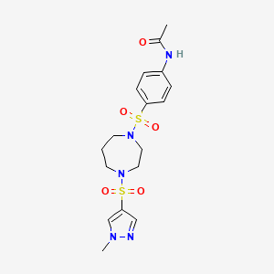 molecular formula C17H23N5O5S2 B2749963 N-(4-((4-((1-methyl-1H-pyrazol-4-yl)sulfonyl)-1,4-diazepan-1-yl)sulfonyl)phenyl)acetamide CAS No. 2034337-76-1