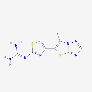 molecular formula C9H9N7S2 B2749964 N-[4-(6-methyl[1,3]thiazolo[3,2-b][1,2,4]triazol-5-yl)-1,3-thiazol-2-yl]guanidine CAS No. 187596-89-0