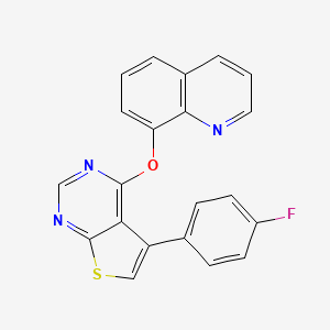 molecular formula C21H12FN3OS B2749978 5-(4-Fluorophenyl)-4-(quinolin-8-yloxy)thieno[2,3-d]pyrimidine CAS No. 670270-83-4