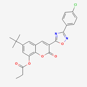 6-tert-butyl-3-[3-(4-chlorophenyl)-1,2,4-oxadiazol-5-yl]-2-oxo-2H-chromen-8-yl propionate