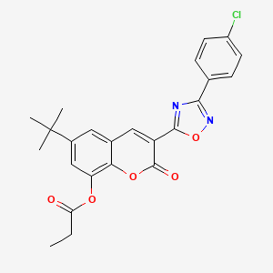 molecular formula C24H21ClN2O5 B2749990 6-tert-butyl-3-[3-(4-chlorophenyl)-1,2,4-oxadiazol-5-yl]-2-oxo-2H-chromen-8-yl propionate CAS No. 931697-39-1