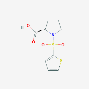 molecular formula C9H11NO4S2 B2749992 (2S)-1-噻吩-2-基磺酰吡咯啉-2-甲酸 CAS No. 82068-22-2