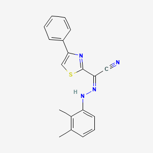 molecular formula C19H16N4S B2749999 (Z)-N'-(2,3-dimethylphenyl)-4-phenylthiazole-2-carbohydrazonoyl cyanide CAS No. 477285-38-4