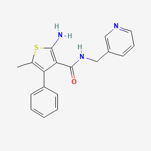 molecular formula C18H17N3OS B2750000 2-amino-5-methyl-4-phenyl-N-(pyridin-3-ylmethyl)thiophene-3-carboxamide CAS No. 522596-57-2