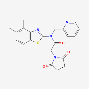 molecular formula C21H20N4O3S B2750006 N-(4,5-二甲基苯并[d]噻唑-2-基)-2-(2,5-二氧代吡咯啉-1-基)-N-(吡啶-2-基甲基)乙酰胺 CAS No. 922870-81-3