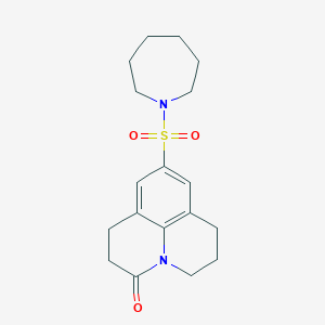 molecular formula C18H24N2O3S B2750008 7-(氮杂庚烷-1-基磺酰)-1-氮杂三环[7.3.1.05,13]十二烯-5,7,9(13)-三烯-2-酮 CAS No. 898423-37-5
